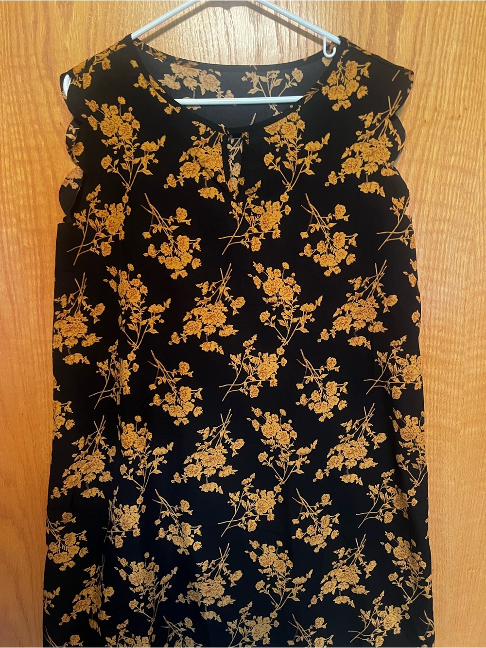 Black & Mustard Floral Sleeveless Dress